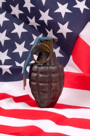Grenade and American Flagの写真素材