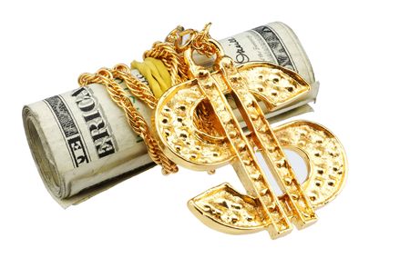 Money and Gold Dollar Signの写真素材