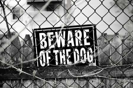 Beware of Dog Signの写真素材