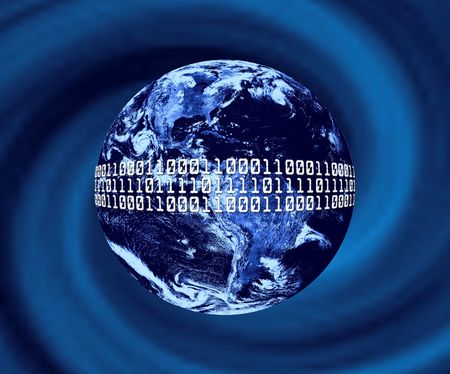 Planet Earth With Binary Codeの写真素材