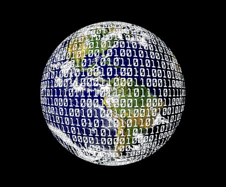 Planet Earth With Binary Codeの写真素材