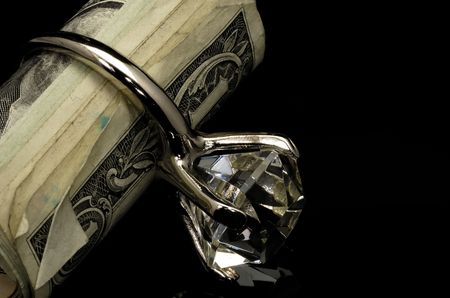 Diamond RIng and Moneyの写真素材