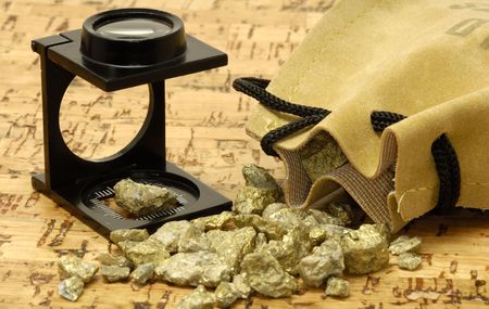 Loupe and Gold Nuggetsの写真素材