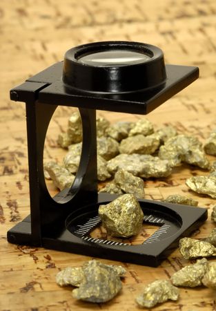 Loupe and Gold Nuggetsの写真素材