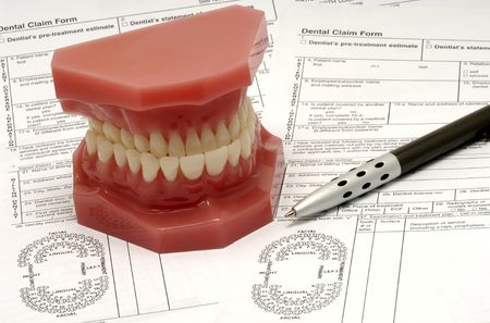 Dental Claim Forms and Model of Teethの写真素材