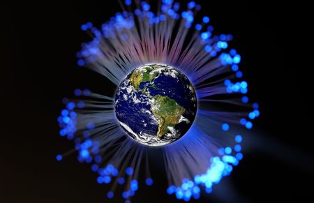 Planet Earth Surrounded By Fiber Opticsの写真素材