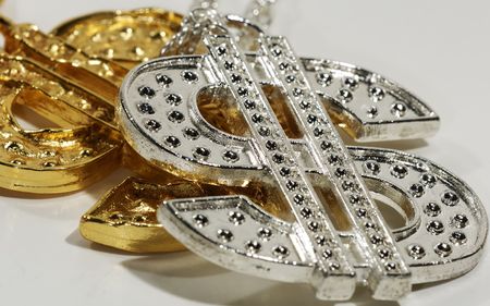 Silver Dollar SIgn Necklaceの写真素材