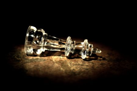 Chess Piece Knocked Over - Game Over Conceptの写真素材