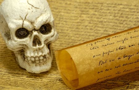 Skull and old Parchments - Witchcraft Conceptの写真素材