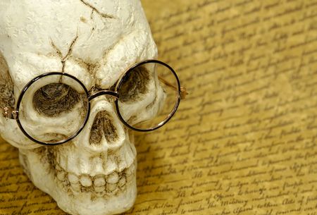 Photo of a Skull on a Parchmentの写真素材