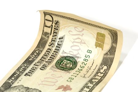 Photo of a Curled Ten Dollar Bill
