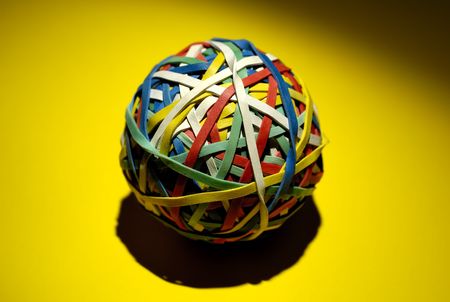 Photo of a Rubberband Ball With Creative Lightingの写真素材