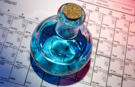 Photo of Flask on a Periodic Chart - Potion / Scienceの写真素材