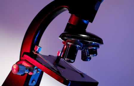 Photo of a Microscope With Gel Lighting - Science Conceptの写真素材