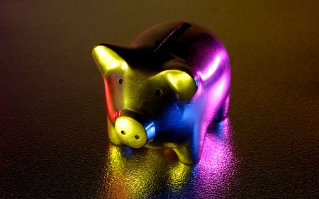 Photo of a Piggy Bank With Gel Lightingの写真素材