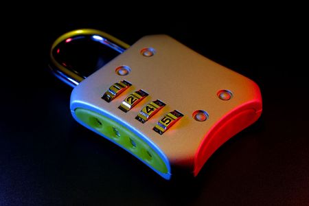 Photo of a Combination Lock with Gel Lightingの写真素材