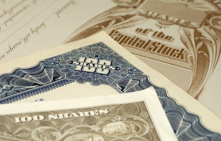 Photo of Various Stock Certificates - Financial Conceptの写真素材