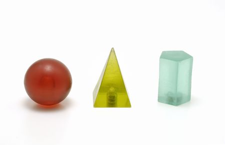 Photo of Several 3D Shapes - Red, Green and Blueの写真素材