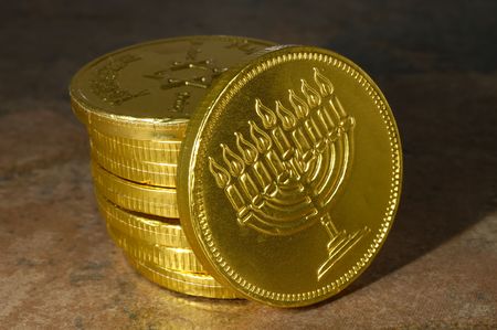 Photo of a Chocolate Chanukah Coin (Gelt) - Chanukah Relatedの写真素材