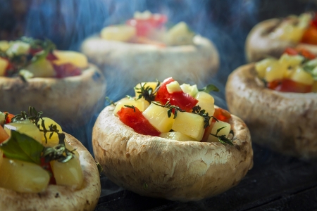 Cheese filled champignonsの写真素材