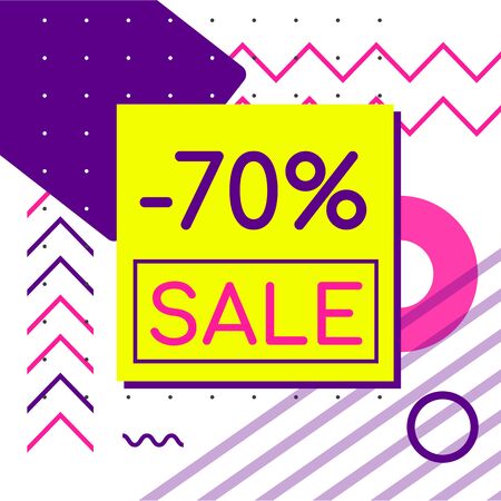 Sale banner, template for social media post promotion. Geometric square background with text space, abstract elements. Sale, discount promo, email, newsletter layoutのイラスト素材