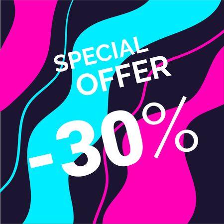 Sale banner, template for social media post promotion. Geometric square background with text space, abstract elements. Sale, discount promo, email, newsletter layoutのイラスト素材