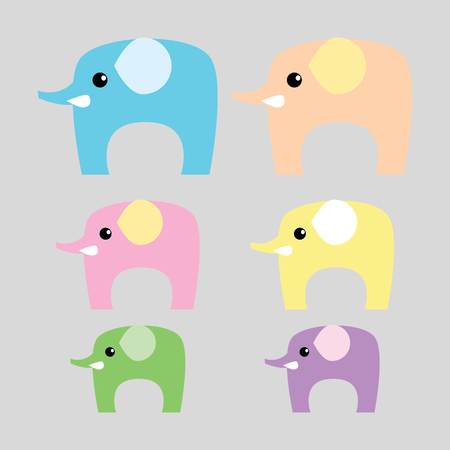 the set of elephant in different colorのイラスト素材