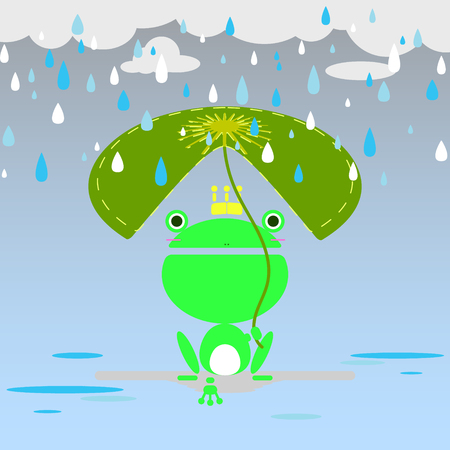 rainy season and the frogのイラスト素材