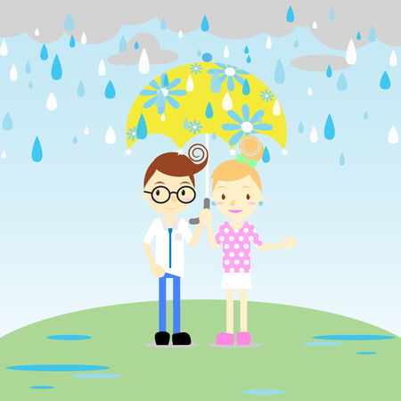 the couple in the rainのイラスト素材