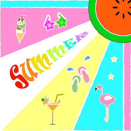 summer set backgroundのイラスト素材