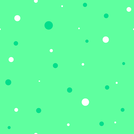 seamless cute white and green round shape circle polka dot spot print repeat pattern in green background flat vector illustration design decoration art abstract vintage modernのイラスト素材