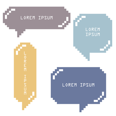 collection set of retro 8 bit pixel sweet cute speech bubble balloonのイラスト素材