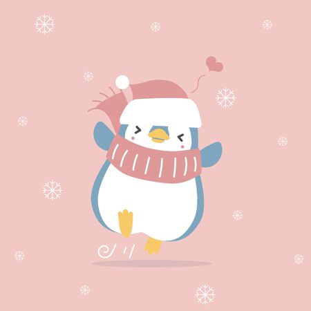 cute and lovely hand drawn penguin holding heart balloon, happy valentine's day, love concept, flat vector illustration cartoon character costume designのイラスト素材