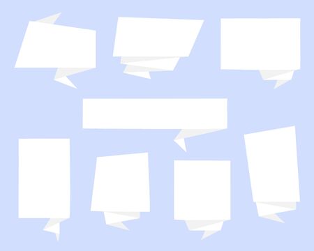 collection set of blank black and white hand drawing speech bubble balloon, text box, banner, paper polygon style, flat vector illustration designのイラスト素材