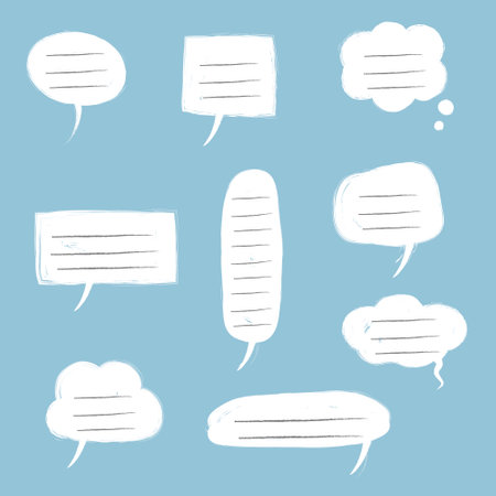 collection set of blank speech bubble balloon, think, speak, talk, text box, banner, flat, design, vector illustrationのイラスト素材