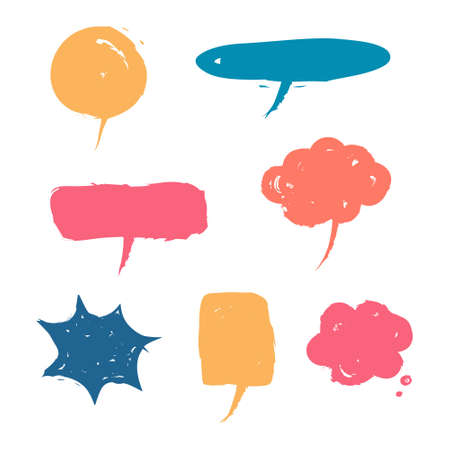 collection set of blank speech bubble balloon, think, speak, talk, text box, banner, flat, design, vector illustrationのイラスト素材