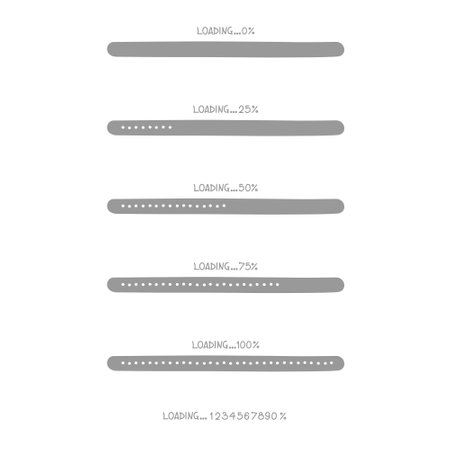 collection set of cute doodle hand draw loading process progress counter bar computer battery, banner, flat design vector illustrationのイラスト素材