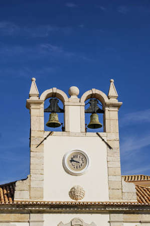 double bell tower in Cascais city centre, Portugal  の写真素材