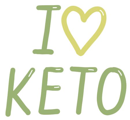 Keto diet, friendly, lettering calligraphy set, colorful isolated handwritten green text on white background. Diet, healthy food, wellness, ketosis, ketogenic.のイラスト素材
