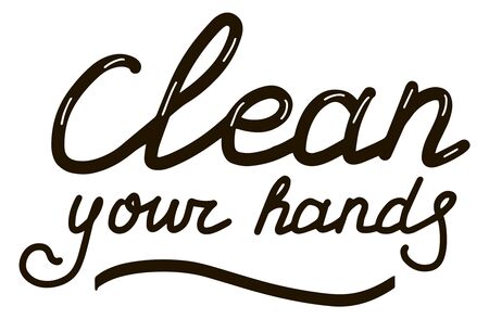 Clean your hands, Coronavirus, quarantine, covid-19 set calligraphy lettering vector eps illustrationのイラスト素材