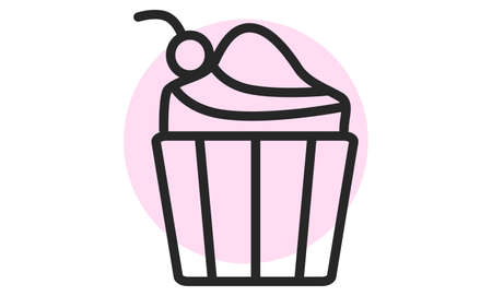 Cupcake icon. Cake, muffin web icon. Concept of dessert. For restaurant websites. Vector illustration isolated on white backgroundのイラスト素材