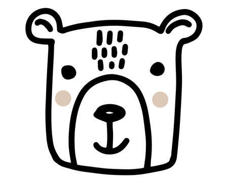 Bear doodle. Hand drawn lines cartoon vector illustration isolated on white backgroundのイラスト素材