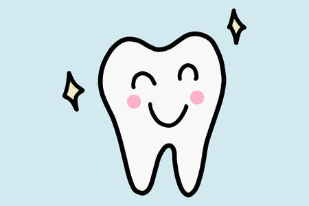 Cute cartoon tooth. Hand drawn line art doodle vector illustration isolated on white background .....