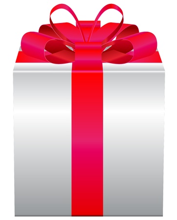 White Gift Box with Red Ribbon Vectorのイラスト素材