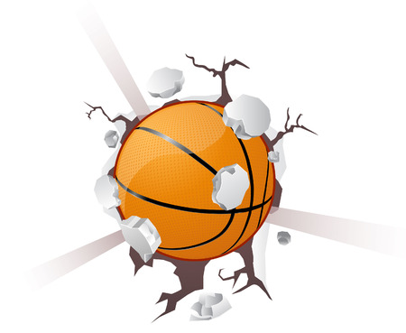 Basketball breaking a wallのイラスト素材