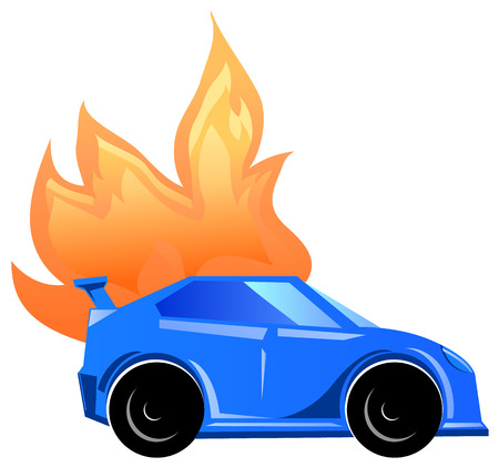 Burning sedan car vector iconのイラスト素材