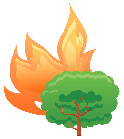 Tree or forest on fire vector iconのイラスト素材