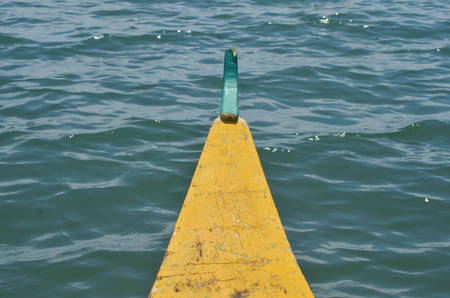 Front of a woode boat in Philippinesの写真素材