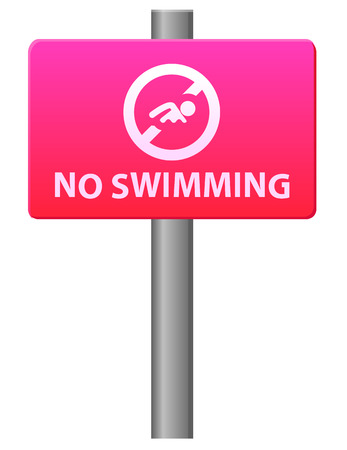 No swimming sign post vector iconのイラスト素材