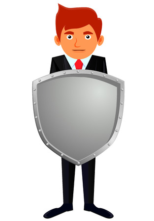 Businessman holding a shield vector iconのイラスト素材